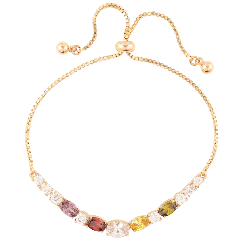 Браслет Xuping Позолота 18K Цепочка с цветной кристальной дорожкой длинна с бегунком 12-24см х 1мм фото №2