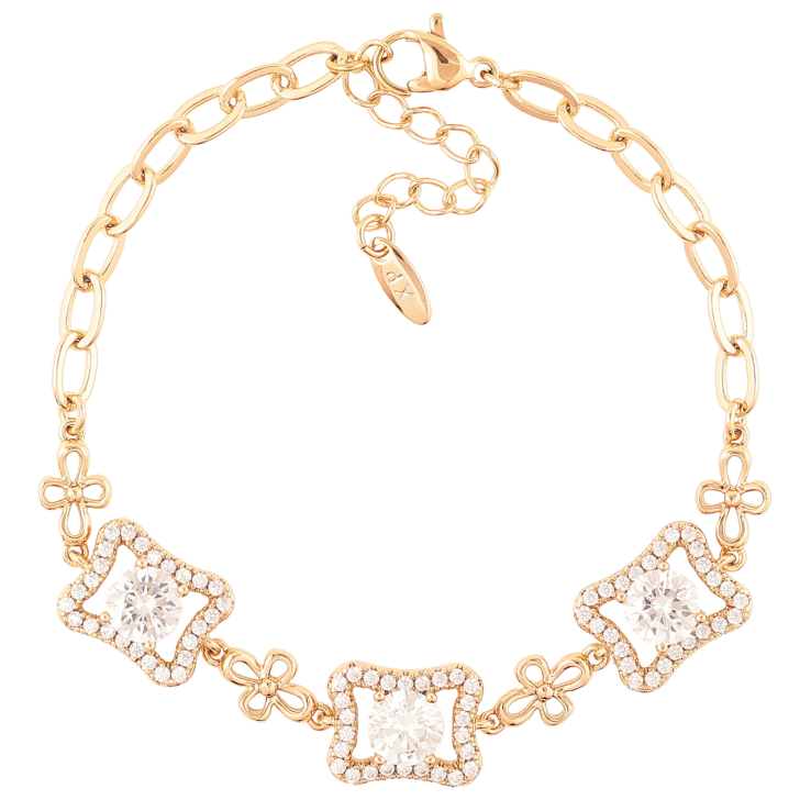 Браслет Xuping Позолота 18K «Ланцюжок з кришталевою вставкою» довжина з доп. ланцюжком 17-20.5см х 4мм фото №5