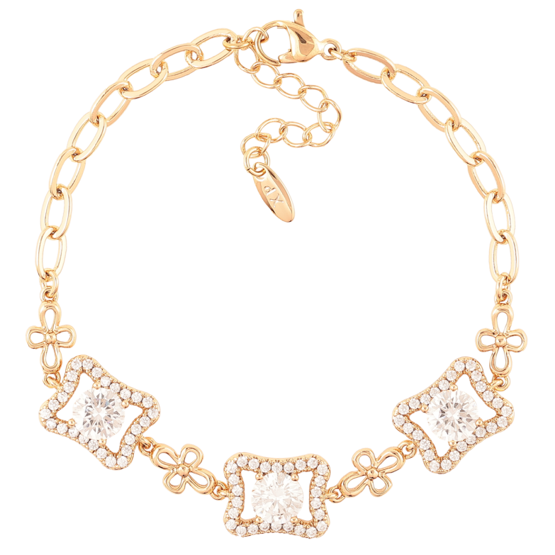 Браслет Xuping Позолота 18K «Ланцюжок з кришталевою вставкою» довжина з доп. ланцюжком 17-20.5см х 4мм фото №1