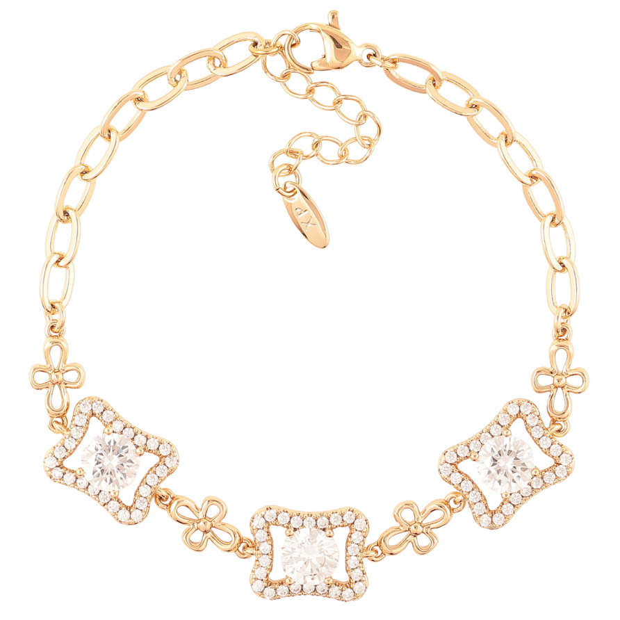 Браслет Xuping Позолота 18K «Ланцюжок з кришталевою вставкою» довжина з доп. ланцюжком 17-20.5см х 4мм фото №1