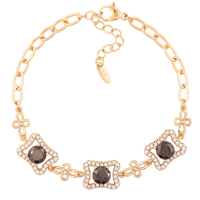 Браслет Xuping Позолота 18K Цепочка с кристальной вставкой длинна с доп. цепочкой 17-20.5см х 4мм фото №1