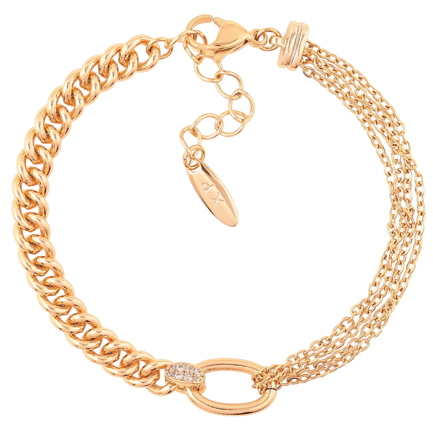 Браслет Xuping Позолота 18K Комбинированная цепочка длинна с доп. цепочкой 17-20см х 5мм фото №1