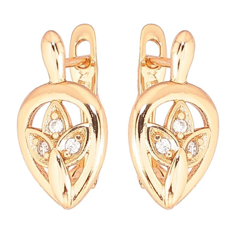 Сережки Xuping Позолота 18K англійський замок «Візерунок з цирконієм» фото №1