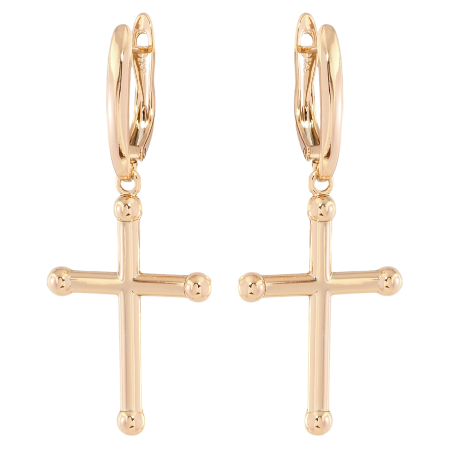 Сережки Xuping Позолота 18K англійський замок Підвіски Хрестики фото №1