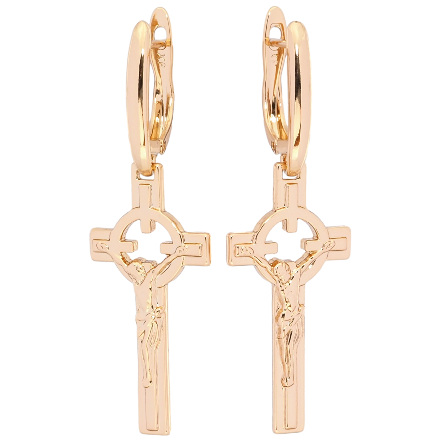 Серьги Xuping Позолота 18K английский замок Подвески Крестики с Распятием фото №1