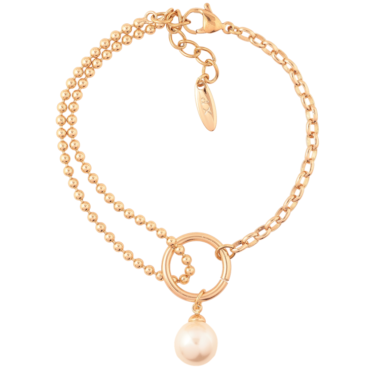Браслет Xuping Позолота 18K «Комбінований ланцюжок з перлиною» довжина з доп. ланцюжком 17.5-20см х 3мм фото №7