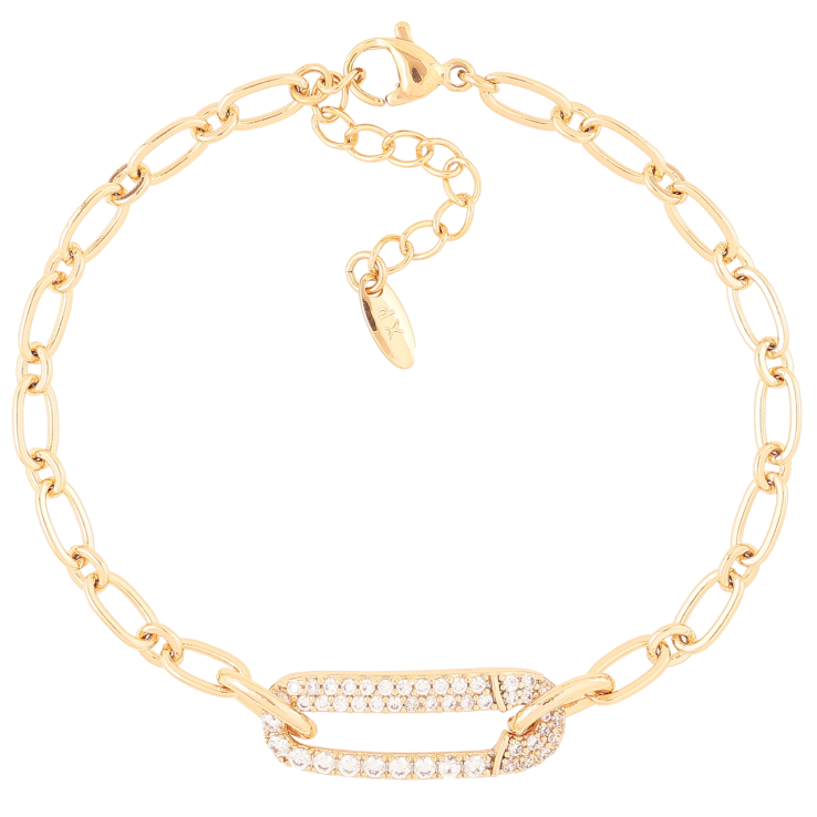 Браслет Xuping Позолота 18K Булавка с цирконием длинна с доп. цепочкой 17-20.5см х 4мм фото №5