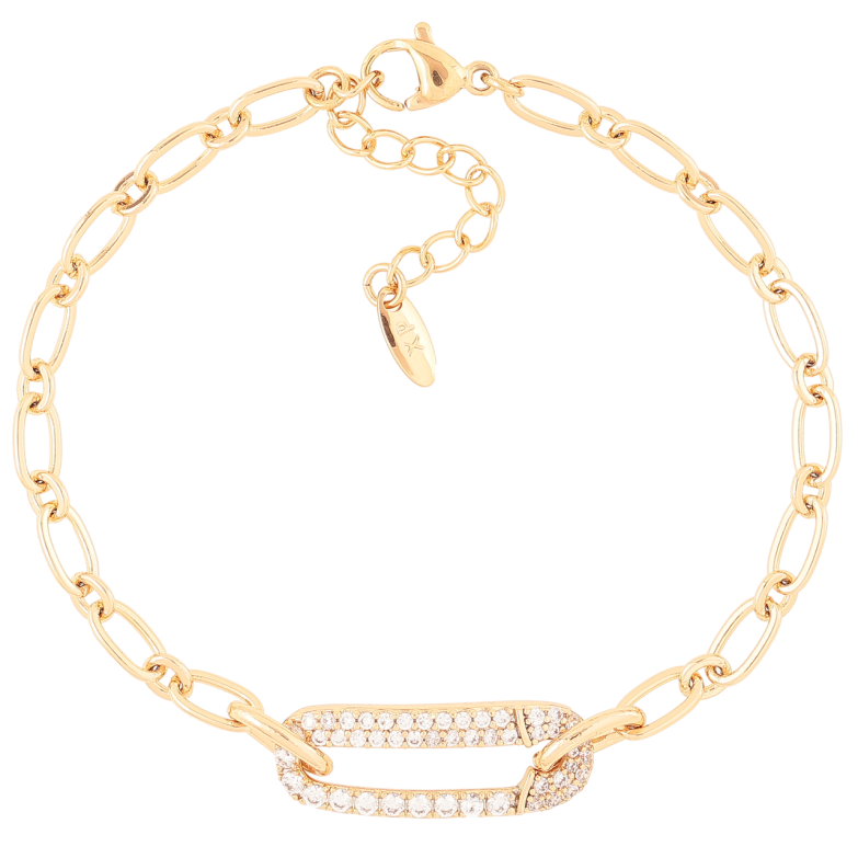 Браслет Xuping Позолота 18K Булавка с цирконием длинна с доп. цепочкой 17-20.5см х 4мм фото №2