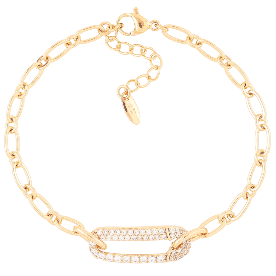 Браслет Xuping Позолота 18K Булавка с цирконием длинна с доп. цепочкой 17-20.5см х 4мм фото №1