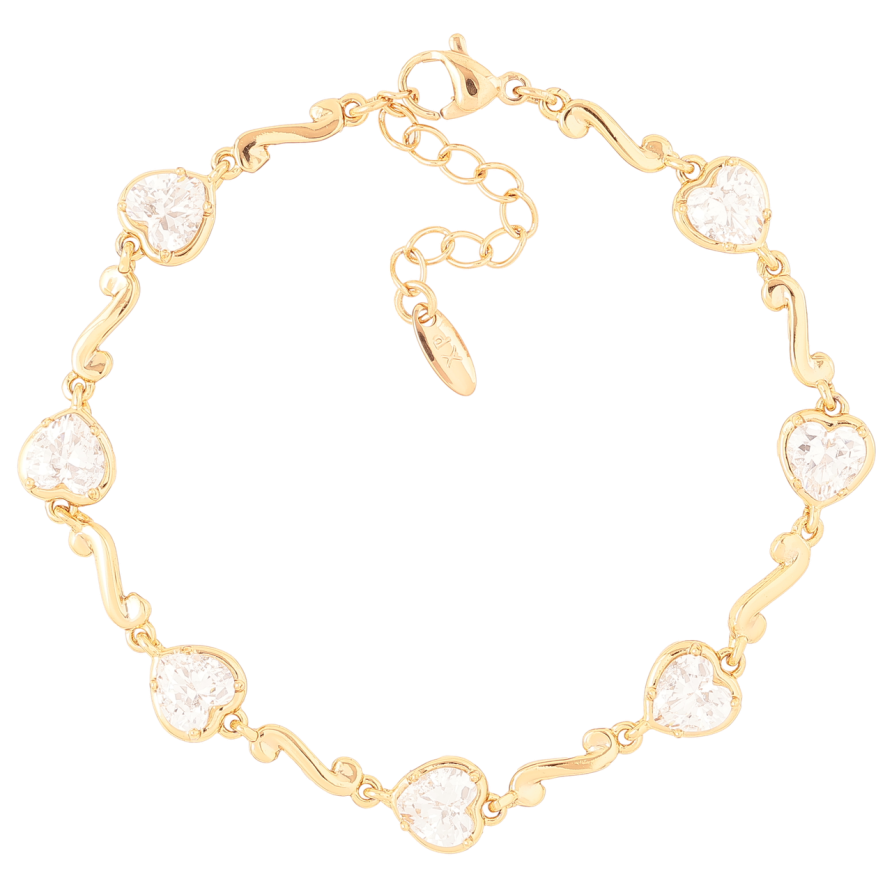 Браслет Xuping Позолота 18K Кристальные сердечки длинна с доп. цепочкой 17-20см х 3-7мм фото №1