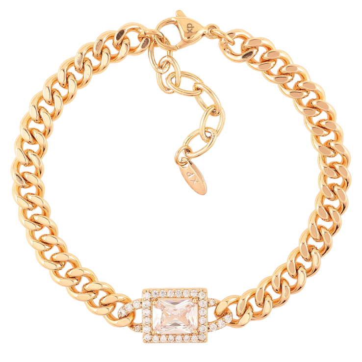 Браслет Xuping Позолота 18K «Ланцюжок «Панцирний з кришталевою вставкою» довжина з доп. ланцюжком 17-20см х 6мм фото №4