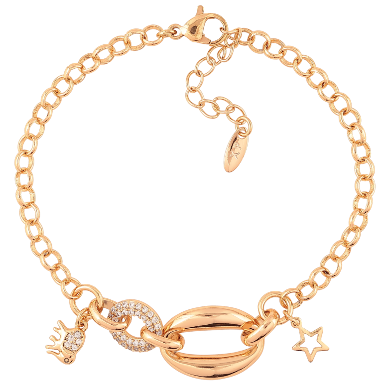 Браслет Xuping Позолота 18K «Ланцюжок зі вставкою і підвісками» довжина з доп. ланцюжком 17-20см х 4мм фото №1