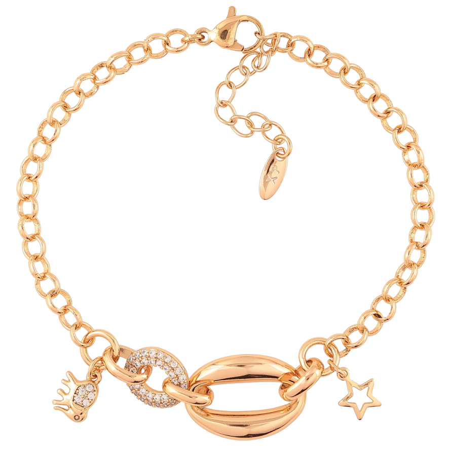 Браслет Xuping Позолота 18K «Ланцюжок зі вставкою і підвісками» довжина з доп. ланцюжком 17-20см х 4мм фото №1