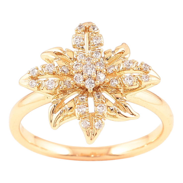 Кольцо Xuping Позолота 18K Цветок с цирконием фото №9