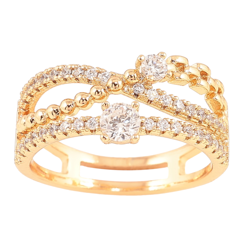 Каблучка Xuping Позолота 18K «Витончений візерунок з доріжками цирконію» фото №1