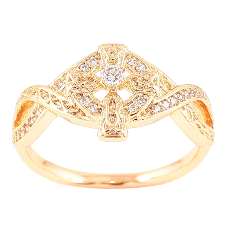 Каблучка Xuping Позолота 18K «Хрест з цирконієм» фото №1