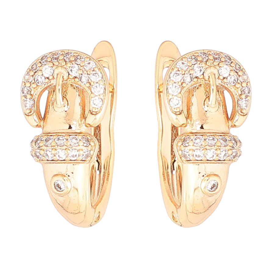 Сережки Xuping Позолота 18K англійський замок «Ремінець з цирконієм» фото №1