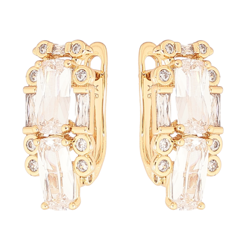 Сережки Xuping Позолота 18K англійський замок «Візерунок з фіанітами та цирконієм» фото №2