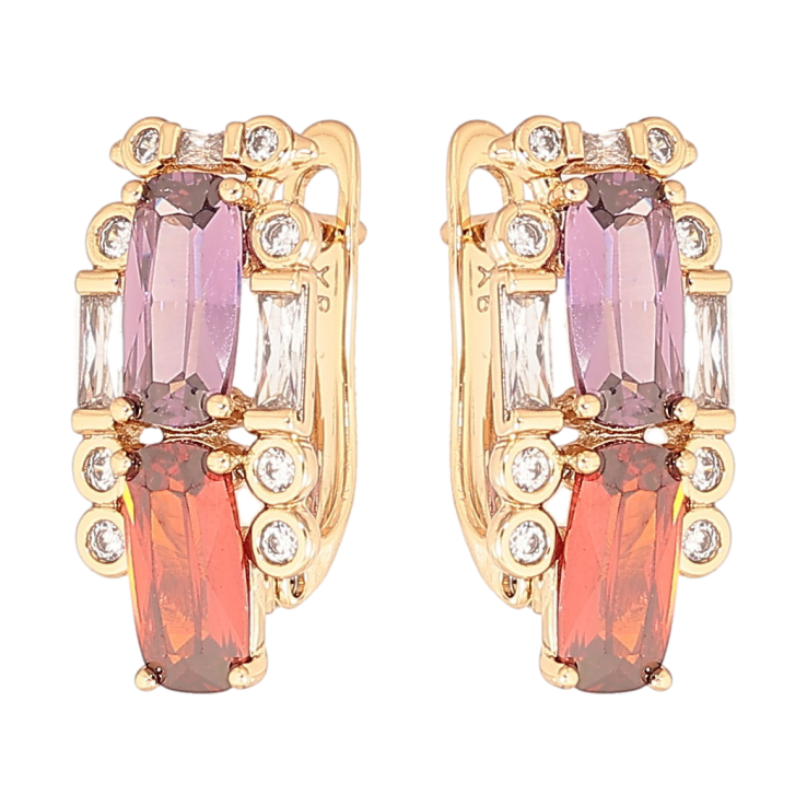 Серьги Xuping Позолота 18K английский замок Узор с цветными фианитами и цирконием фото №25