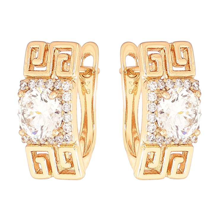 Серьги Xuping Позолота 18K английский замок Резной узор с фианитами фото №18