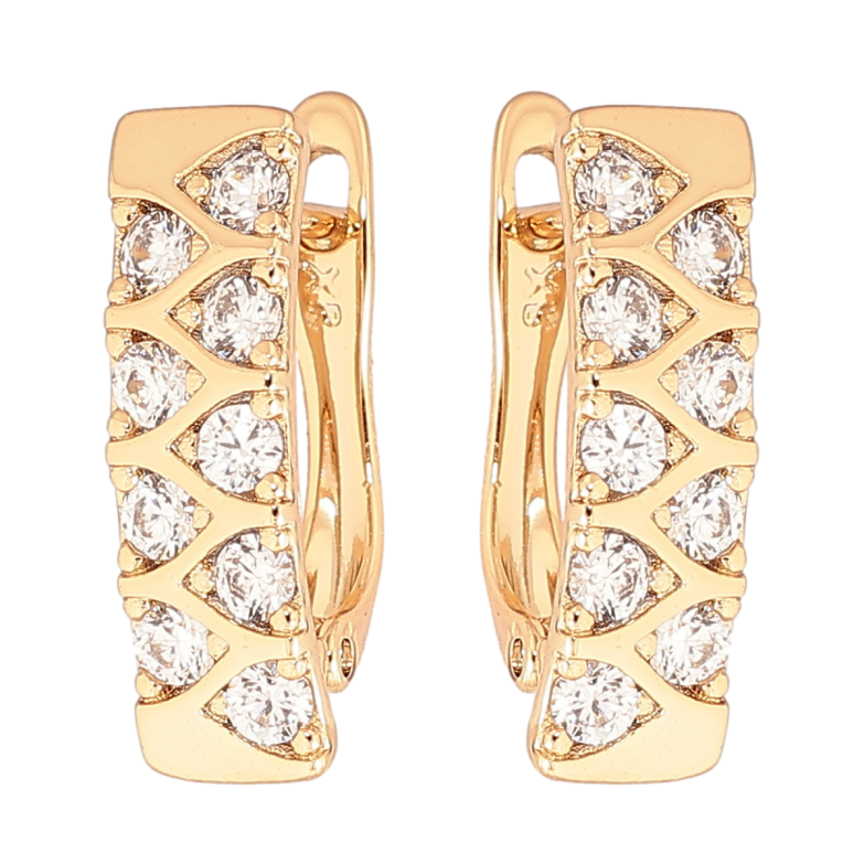 Сережки Xuping Позолота 18K англійський замок «Візерунок з цирконієм» фото №1