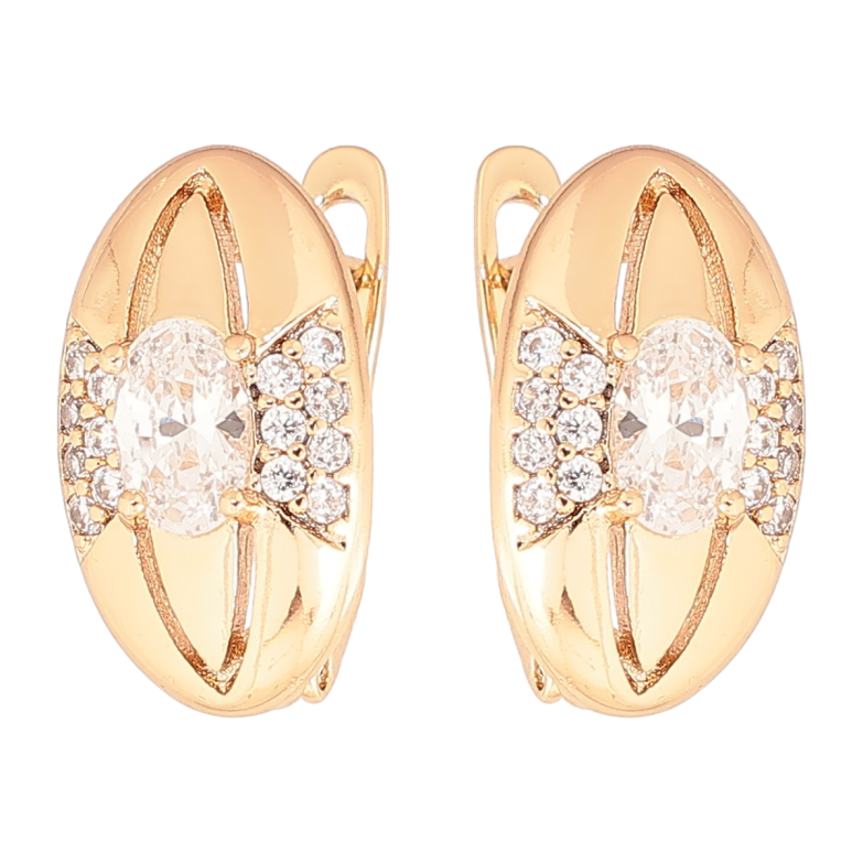 Серьги Xuping Позолота 18K английский замок Овалы с узором цирконием фото №7