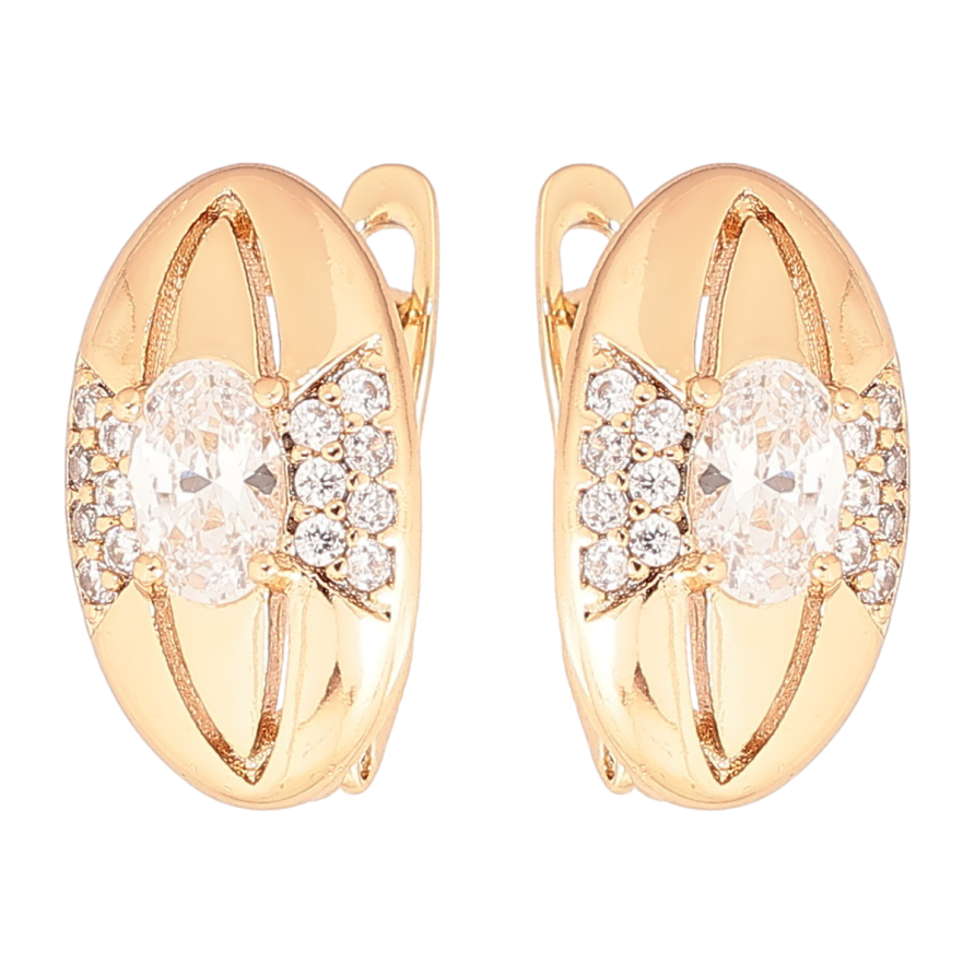 Серьги Xuping Позолота 18K английский замок Овалы с узором цирконием фото №1