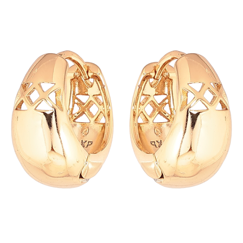 Сережки Xuping Позолота 18K колечка «Різьблений візерунок» фото №2 Сережки Xuping Позолота 18K колечка «Різьблений візерунок» фото №2