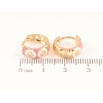 Серьги Xuping Позолота 18K колечки Узор с розово-белой эмалью фото №2 Серьги Xuping Позолота 18K колечки Узор с розово-белой эмалью фото №2