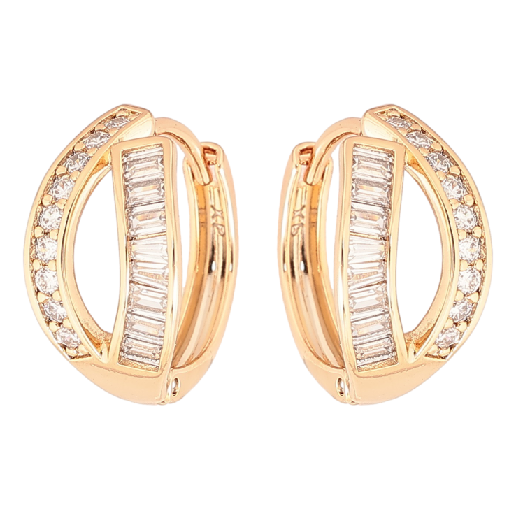 Серьги Xuping Позолота 18K колечки Дорожки циркония фото №17