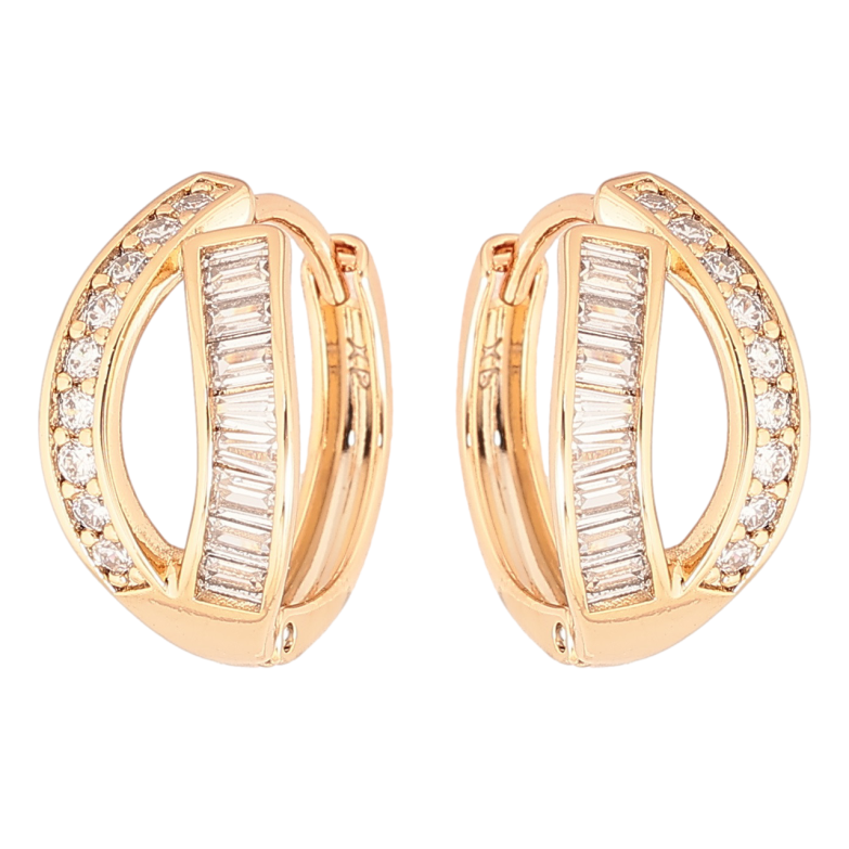 Сережки Xuping Позолота 18K колечка «Доріжки цирконію» фото №1