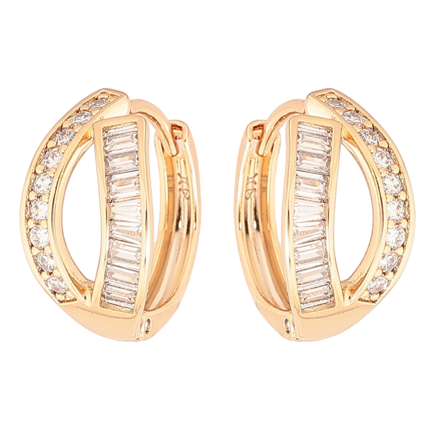 Серьги Xuping Позолота 18K колечки Дорожки циркония фото №1 Серьги Xuping Позолота 18K колечки Дорожки циркония фото №1