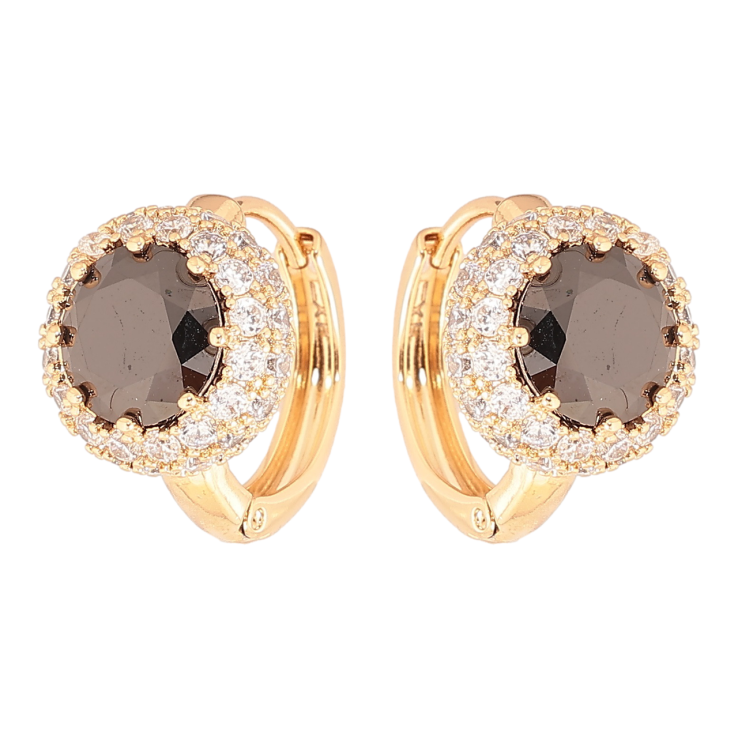 Серьги Xuping Позолота 18K колечки Черные фианиты в обрамлении циркония фото №22 Серьги Xuping Позолота 18K колечки Черные фианиты в обрамлении циркония фото №22