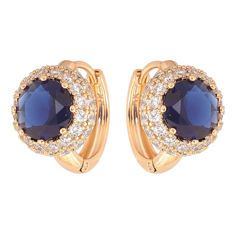 Серьги Xuping Позолота 18K колечки Синие фианиты в обрамлении циркония фото №1
