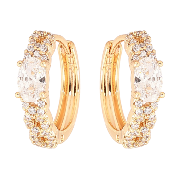 Серьги Xuping Позолота 18K колечки Инкрустация цирконием с фианитом фото №7