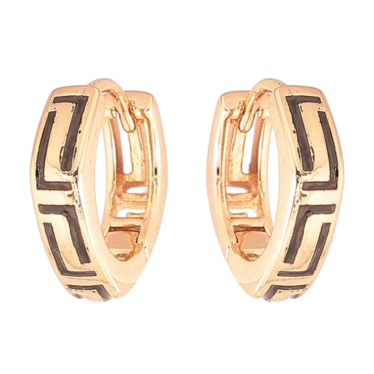 Серьги Xuping Позолота 18K колечки Узор черной эмалью фото №25 Серьги Xuping Позолота 18K колечки Узор черной эмалью фото №25