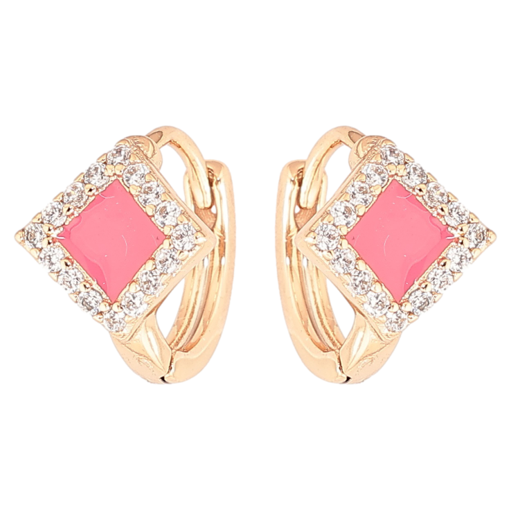 Сережки Xuping Позолота 18K колечка «Рожеві емалеві ромби в обрамленні цирконію» фото №19 Сережки Xuping Позолота 18K колечка «Рожеві емалеві ромби в обрамленні цирконію» фото №19