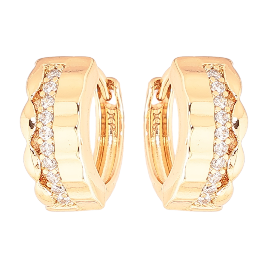 Серьги Xuping Позолота 18K колечки Узор с дорожкой циркония фото №1 Серьги Xuping Позолота 18K колечки Узор с дорожкой циркония фото №1