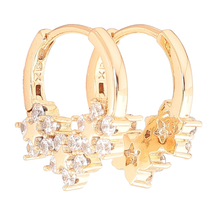 Серьги Xuping Позолота 18K колечки Боковой узор с кристальными цветочками фото №16