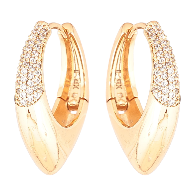 Сережки Xuping Позолота 18K колечка «Візерунок з інкрустацією цирконієм» фото №1