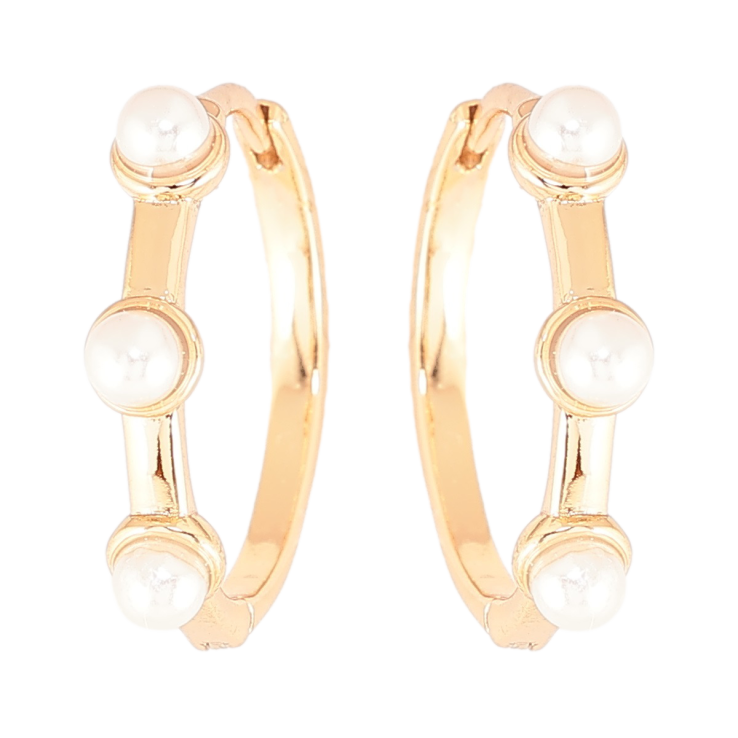 Серьги Xuping Позолота 18K колечки Три жемчужины фото №19