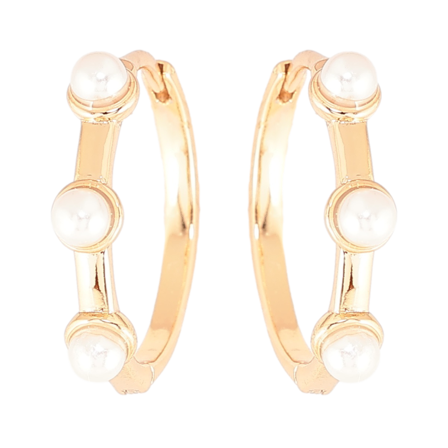 Серьги Xuping Позолота 18K колечки Три жемчужины фото №1