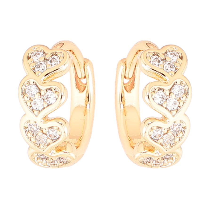 Серьги Xuping Позолота 18K колечки Сердечки с цирконием фото №1