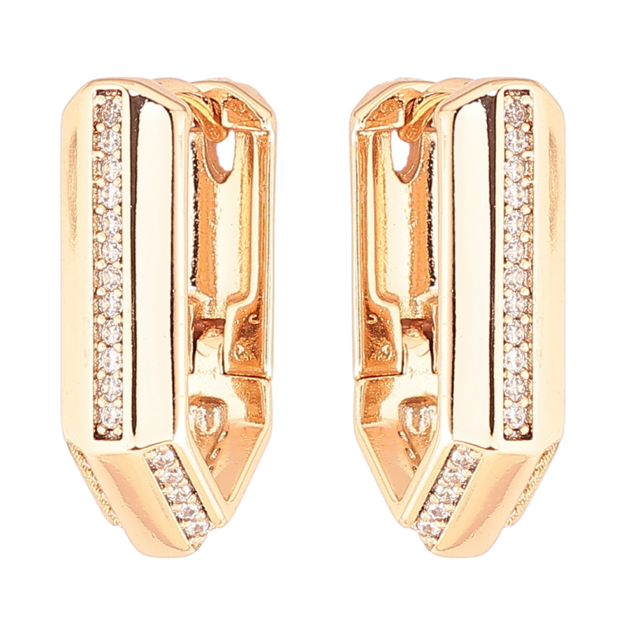 Серьги Xuping Позолота 18K колечки Узор с дорожками циркония фото №1