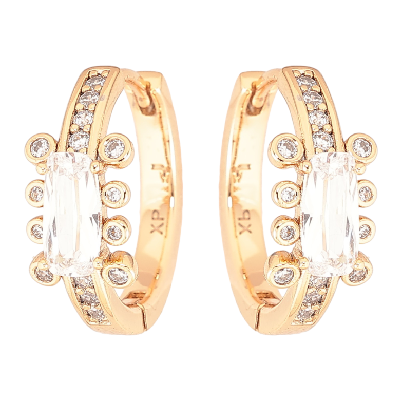 Серьги Xuping Позолота 18K колечки Узор с цирконием и фианитами фото №2 Серьги Xuping Позолота 18K колечки Узор с цирконием и фианитами фото №2