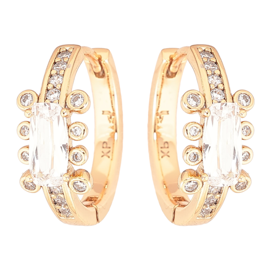 Серьги Xuping Позолота 18K колечки Узор с цирконием и фианитами фото №1 Серьги Xuping Позолота 18K колечки Узор с цирконием и фианитами фото №1