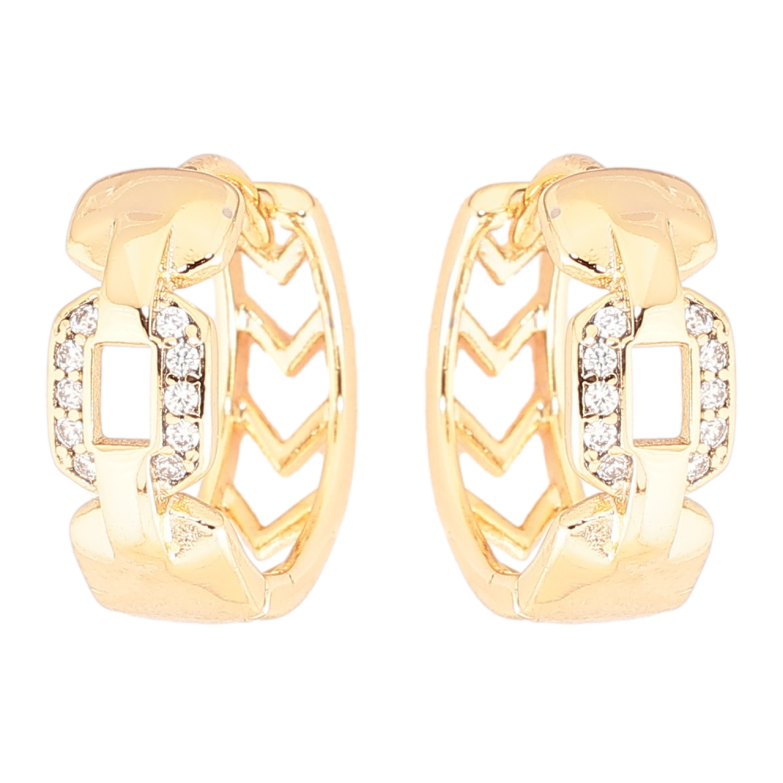 Сережки Xuping Позолота 18K колечка «Візерунок з цирконієм» фото №1 Сережки Xuping Позолота 18K колечка «Візерунок з цирконієм» фото №1