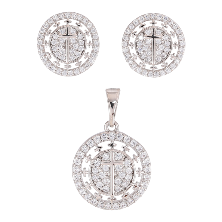 Набір Xuping Родій Сережки Кулон «Кола з Хрестиками та інкрустацією цирконієм» фото №8