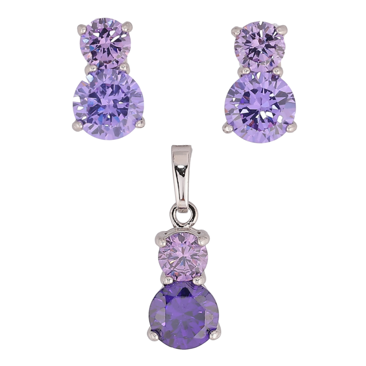 Набір Xuping Родій Сережки Кулон «Бузкові фіаніти» фото №9