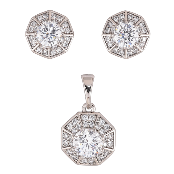 Набір Xuping Родій Сережки Кулон «Багатогранники з цирконієм» фото №11